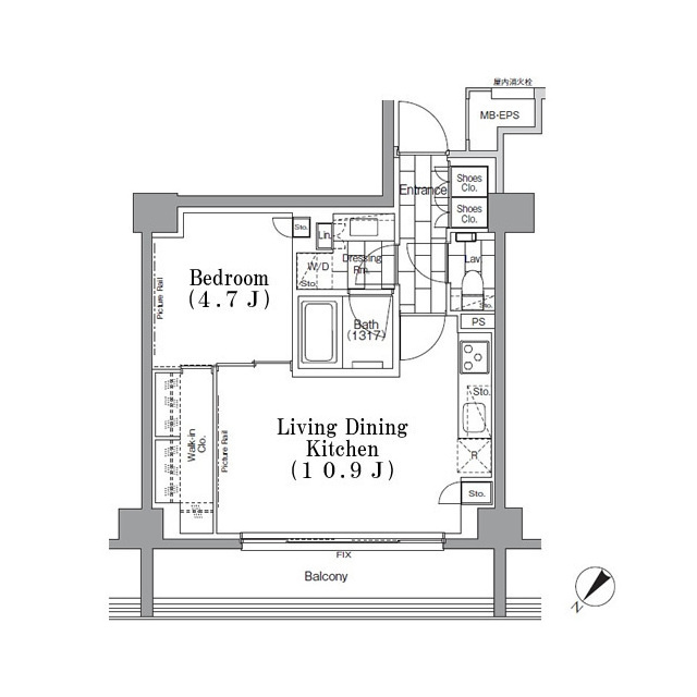 ＯＮＥ　ＲＯＯＦ　ＦＬＡＴ　ＴＳＵＫＩＳＨＩＭＡの間取り