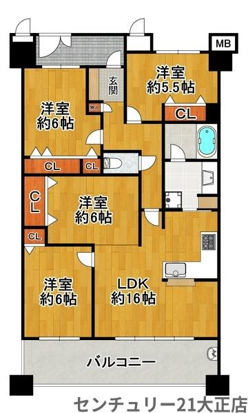 キングスクエアヴィルジア大阪の間取り