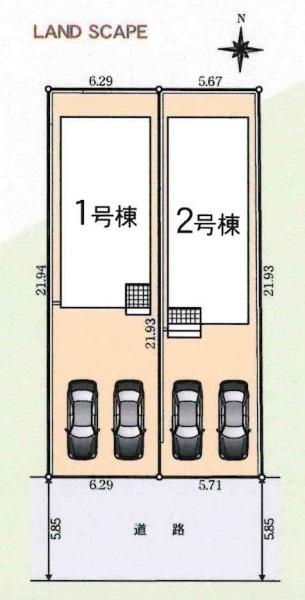 豊田市神池町第2　全2棟・1号棟の区画図|1号棟です。