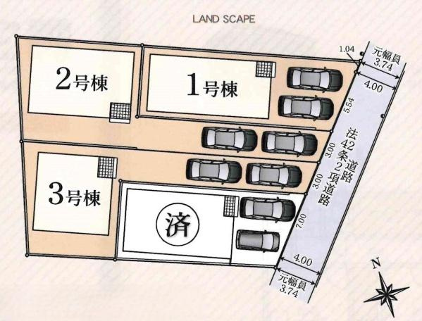 安城市池浦町第4　全4棟・1号棟の区画図|1号棟です。