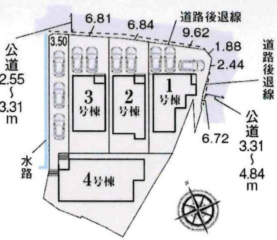 岡崎市福岡町第2　全4棟・3号棟の区画図|3号棟です。