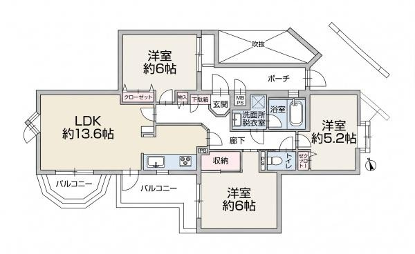 ライオンズヒルズ本郷台伍番館の間取り