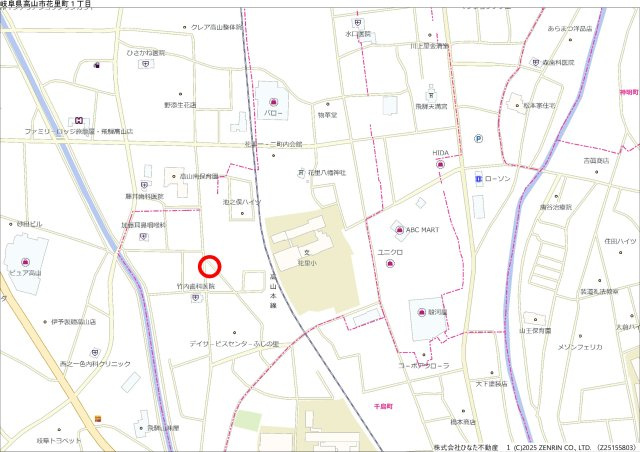 2026/2/28成約　戸建　高山市花里町　500万（2025/12/16新規）の地図