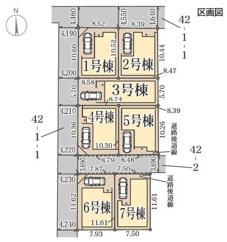 【区画図】 | 東住吉区照ケ丘矢田3丁目　【1号棟/全7棟】 | 【全7棟】ラスト3棟！住宅性能表示制度付き☆「耐震等級2項目、耐風等級、劣化対策等級、ホルムアルデヒド発散等級、維持管理対策等級」地盤サポートシステム20年保証☆