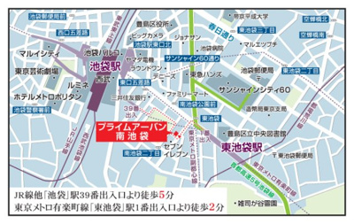【地図】 | プライムアーバン南池袋