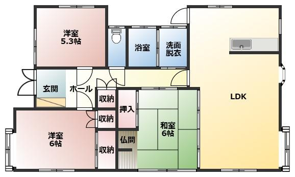 都城市五十町の中古一戸建の間取り