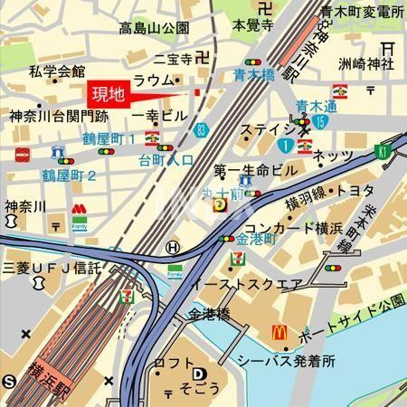 横浜市神奈川区台町の賃貸マンションの地図