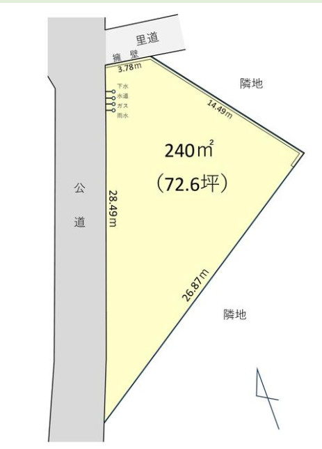 加古川市野口町野口　土地の土地図|敷地約72坪です。