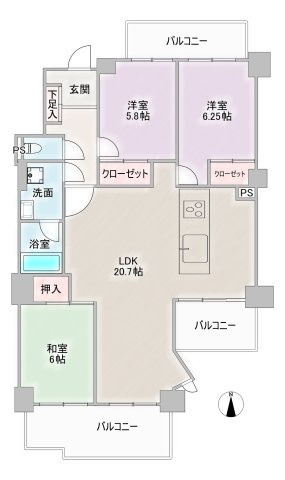 三旺マンション藤森の間取り