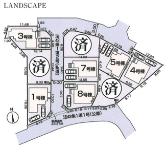 【区画図】 | 【仲介手数料無料！！】稲城市若葉台1丁目　新築戸建て（全9区画）8号棟　6180万円 | 8号棟 土地：130.14㎡（39.36坪）私道：429.96㎡　持分：14分の1
