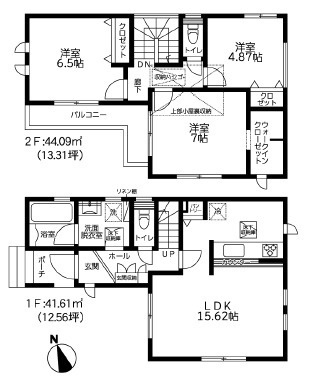 茅ヶ崎市萩園11期　新築戸建　全2棟2号棟の間取り