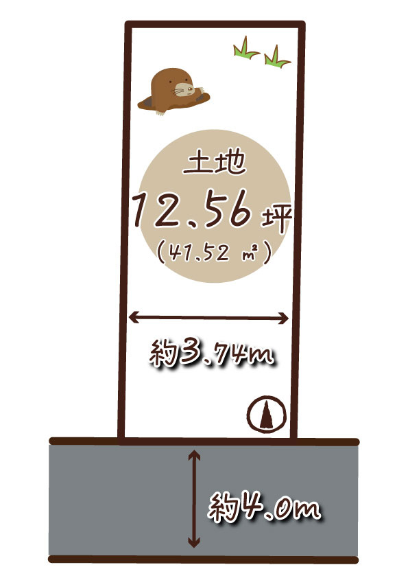 新堂３丁目　建築条件無し土地の土地図