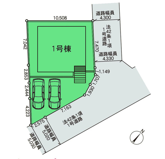 【区画図】 | クレイドルガーデン高崎市金古町第17ー① | 開放的な角地に面した1棟！