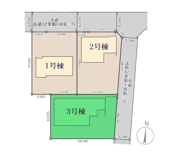 【区画図】 | リーブルガーデン.S安中市古屋ー③ | JAファーマーズまで徒歩8分！ローソンやマルエドラッグまで300ｍ圏内と、お買い物便利な好立地！