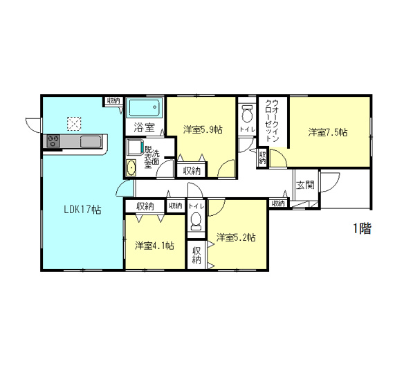 【間取り】 | リーブルガーデン.S安中市古屋ー③ | 人気の平屋住宅登場です！
全居室洋室仕様の4LDK！主寝室にはウォークインクローゼット完備！