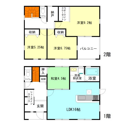 【間取り】 | リーブルガーデン.S高崎市町屋町第2ー① | 玄関には嬉しいシューズインクローク完備！
2階には納戸＋ウォークインクローゼット付き！