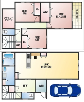 【土地図＋建物プラン例】 | 摂津市千里丘東4丁目　売り土地