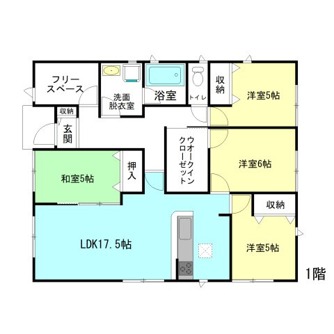 【間取り】 | クレイドルガーデン前橋市青柳町第28ー③ | 人気の平屋住宅登場です！
フリースペース＋ファミリークローゼット付きの4LDK住宅！