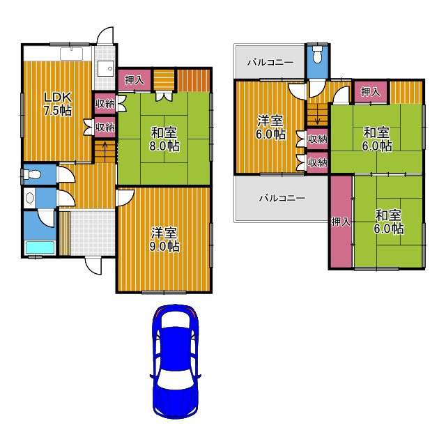 藤井寺市野中４丁目の一戸建ての間取り