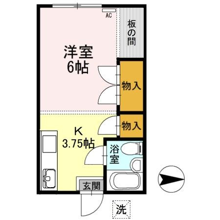【間取り】 | 山岡ハイツ | １Kのお部屋です