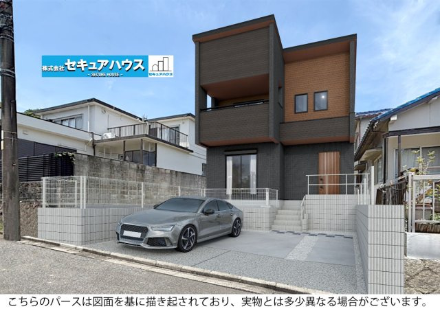 【同施工物件ご案内可能】日進市岩崎町元井ゲ　全1棟の外観|【外観パース】
◆未完成物件のため、同施工物件もご案内可能！！
◆駐車並列2台可能！オプション工事でカーポート設置などいかがでしょうか。その他にも、フェンスなどの「オプション工事」もご提案いたします♪