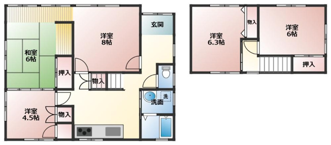 【間取り】 | 新栄町一本木貸家