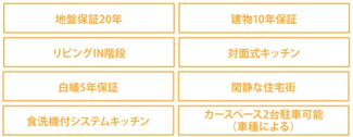 【構造・工法・仕様】 | 【仲介手数料無料！！】町田市真光寺1丁目　新築戸建て（全1棟）1号棟　3790万円 | 地盤保証20年、建物保証10年、白蟻保証5年