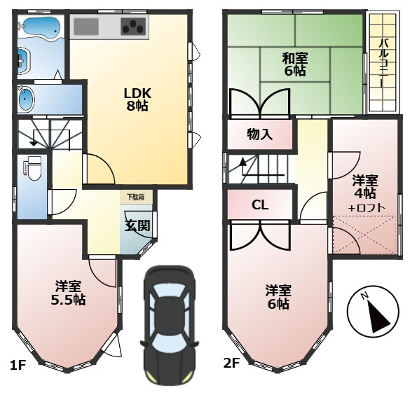 洗練のタイル貼りシルエット【狭山市水野中古戸建2180万円】の間取り|生活しやすいレイアウトになってります。