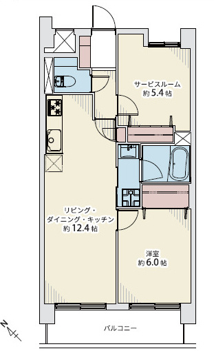 【間取り】 | センチュリー横浜関内 | 専有面積53.30㎡、1LDK+S。