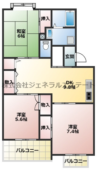 サンライズ星田　B棟の間取り