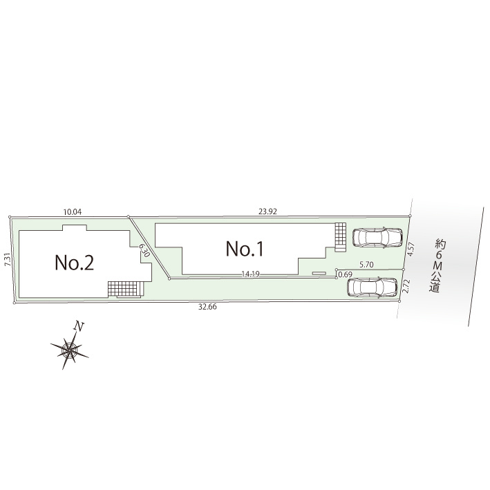 練馬区大泉学園町3丁目　閑静な人気エリア　大型住宅　全2棟の区画図