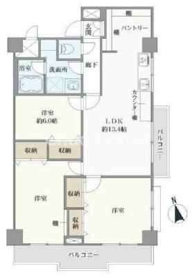 ウェルフェアグリーン南砂の間取り|南向き・南東角部屋住戸につきまして日当たり・通風良好。新規リノベーション施工が完了致しましたのでいつでも内覧が可能です。