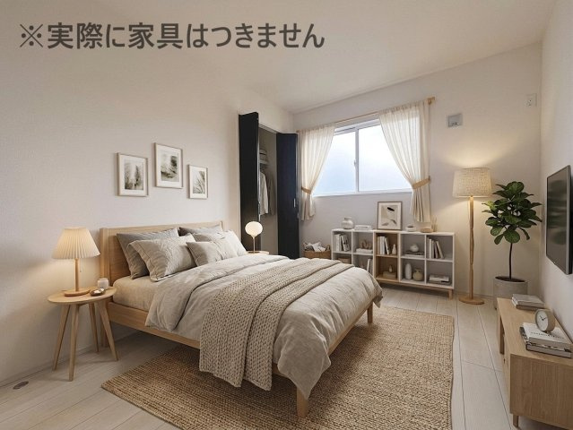 新築戸建・新築建売　福島市笹木野大金谷尻　野田小・野田中の洋室|画像はバーチャルホームステージングの加工による演出で、実際の家具は付きません。