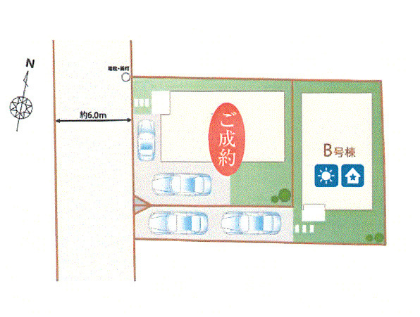 立川市砂川町6丁目　新築戸建全2棟の区画図