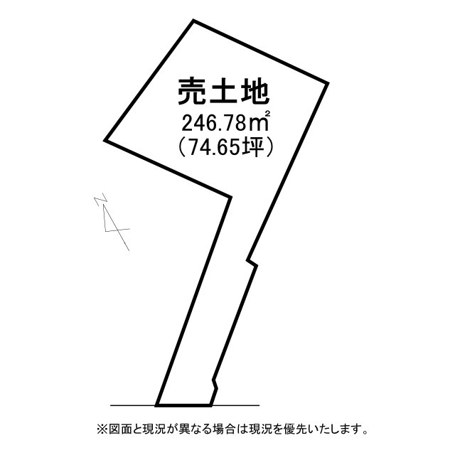 草津市北山田町1号地　建築条件無し売土地の土地図