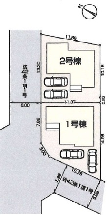 入間市大字野田の新築一戸建の区画図