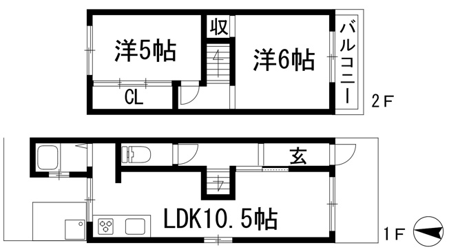 【間取り】 | 南花屋敷1丁目テラスハウス（西田様邸）