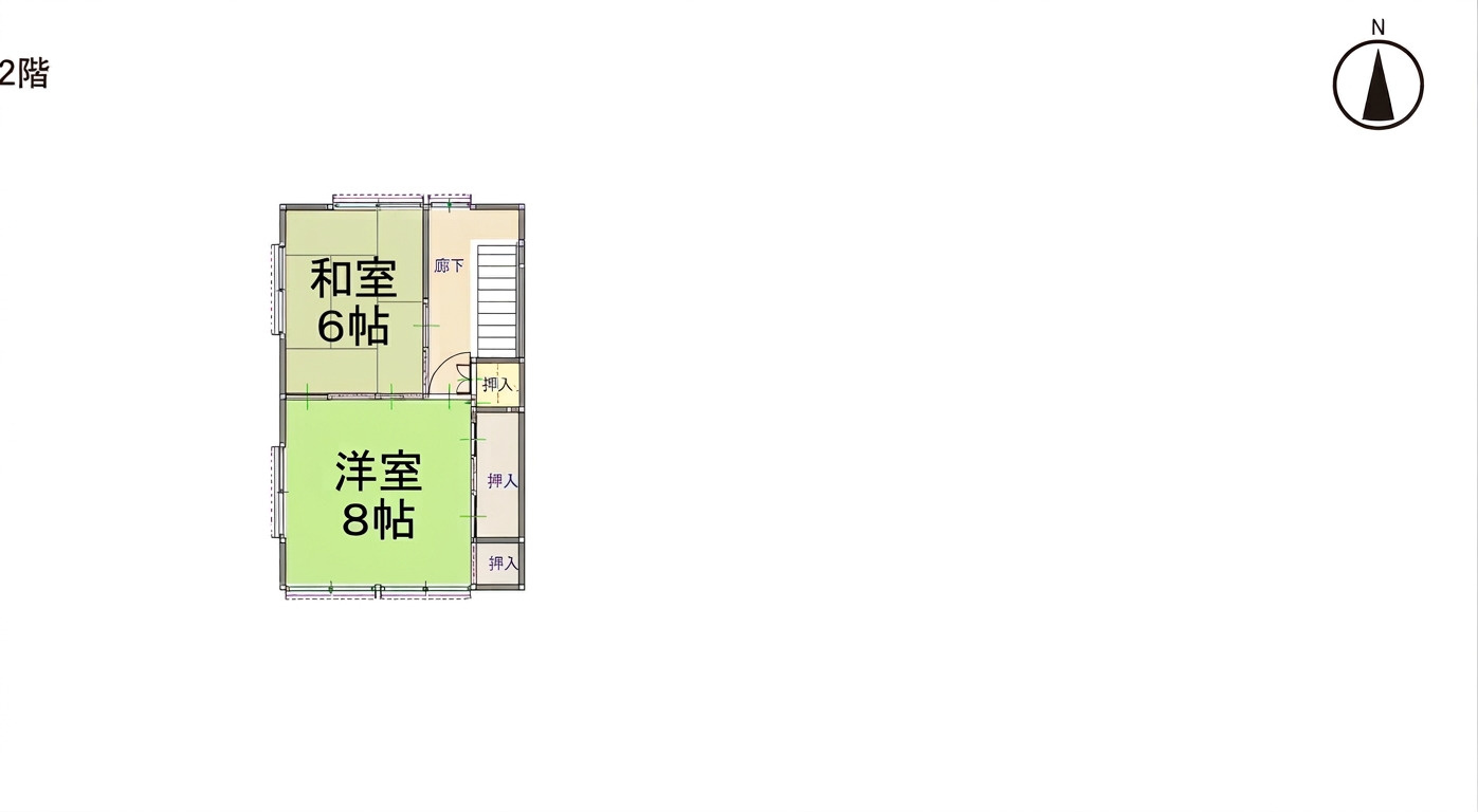 「ガレージのある広々庭」野市町西佐古　中古戸建のその他|2階間取り図。日当たり＆風通り良好です。