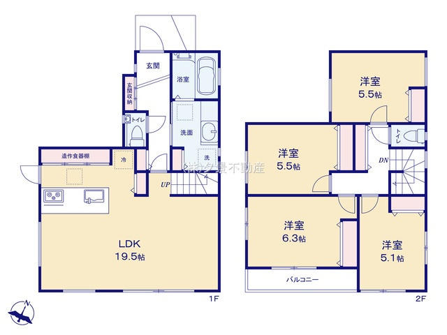 《仲介手数料無料》川越市大字藤間392-34新築一戸建ての間取り