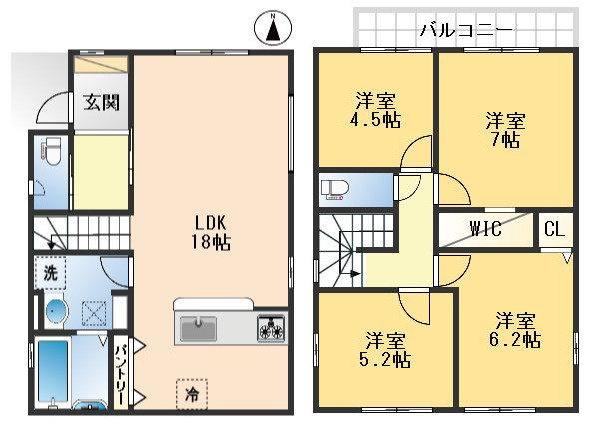 豊中市春日町２丁目　新築戸建の間取り