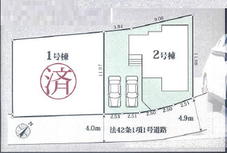 平塚市南金目12期　新築戸建　全2棟2号棟の区画図