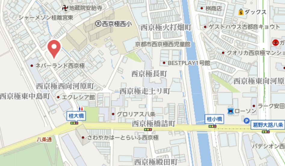 京都市右京区西京極河原町　新築戸建の地図