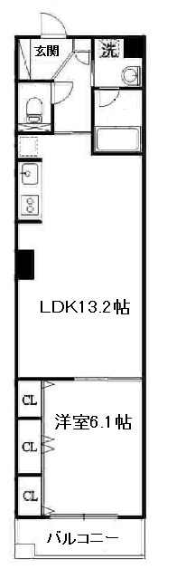 大阪市中央区南船場１丁目の賃貸マンションの間取り