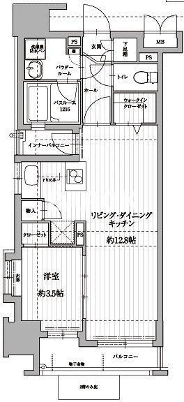 福岡市博多区中呉服町の賃貸マンションの間取り