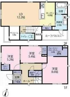 新田町戸建借家　　　刈谷市の賃貸ならクラスホーム刈谷店の間取り