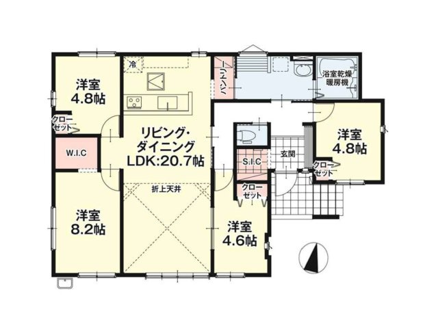 古賀市今の庄１丁目第5-2棟（1号棟）　の間取り|全居室収納付きで便利です。