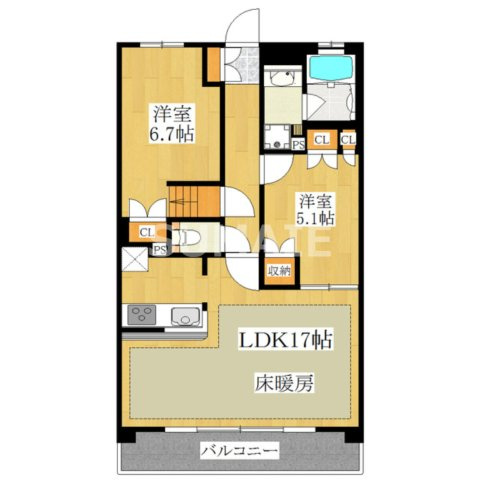 パークキューブ西ヶ原ステージの間取り|床暖房など充実の設備です☆