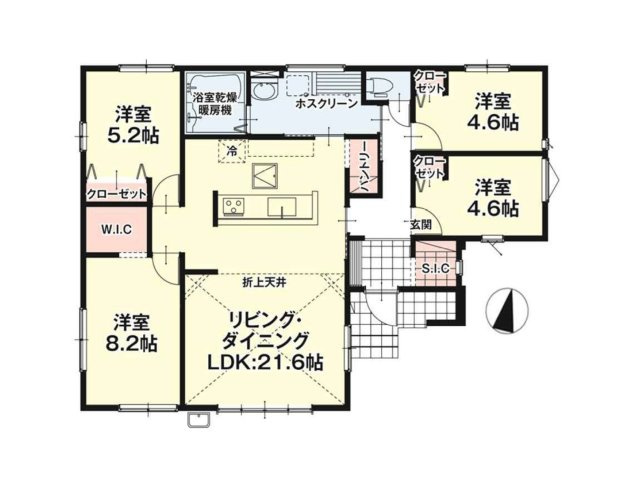 古賀市今の庄１丁目第5-2棟（2号棟）　の間取り|全居室収納付きで便利です。
