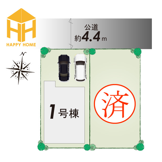リーブルガーデン南ひばりガ丘3丁目新築一戸建て│2SLDK+並列駐車2台可の区画図|全2区画の分譲地です。