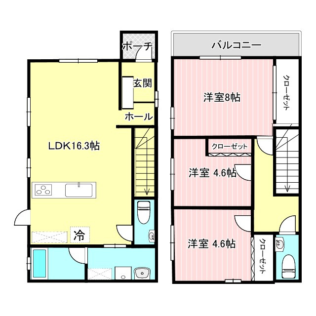 宜野湾市嘉数　新築戸建て　全2棟　1号棟の間取り
